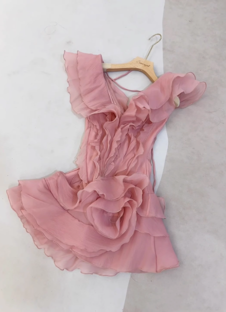 Design Ruffled V-neck One-shoulder Chiffon 17th Birthday Homecoming Dress P3729