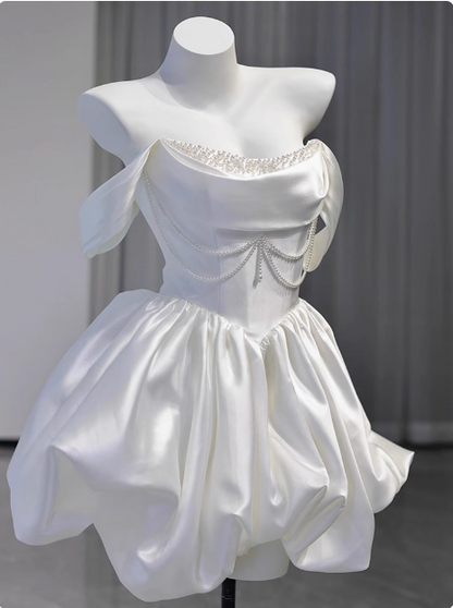 Elegant Satin One Shoulder Short Birthday Dress Homecoming Dress P3736