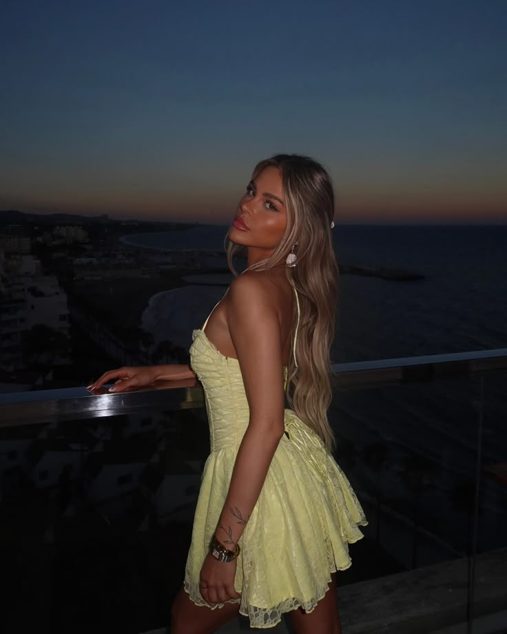 Cute Lace Halterneck Low-cut Light Yellow A-line 17th Birthday Homecoming Dress P3744