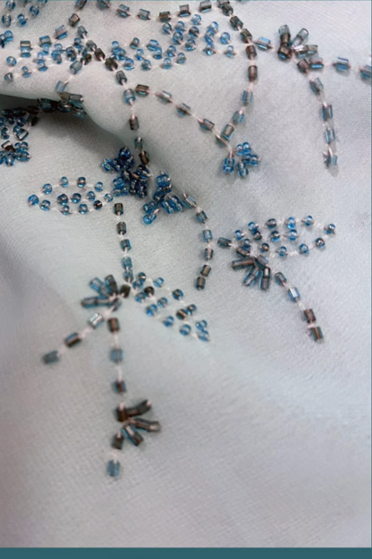 Elegant Gradient Blue Oil Painting Beaded Long Prom Dress P3767