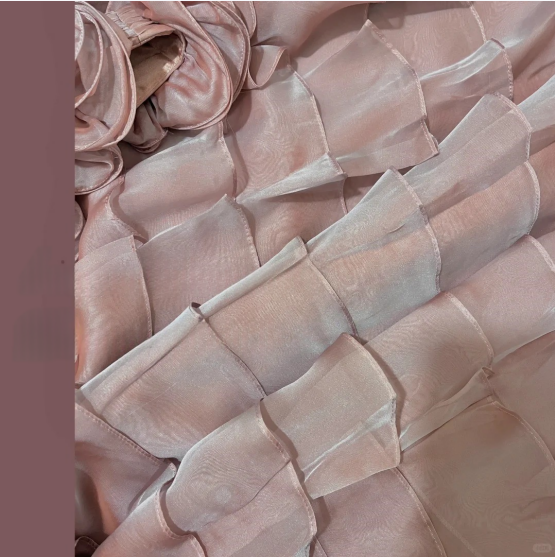 Tender Pink One Shoulder 3D Flower Chiffon Layered Mermaid Prom Dress P3772