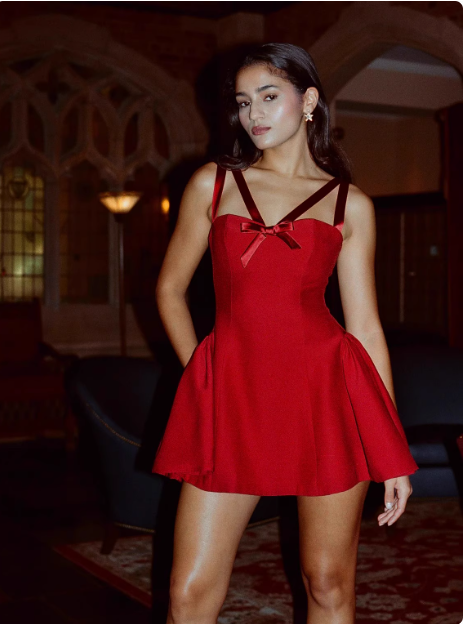 Sweet Bow Strap Red A-line 17th Birthday Short Skirt Homecoming Dress P3821