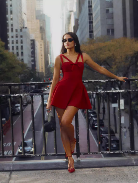 Sweet Bow Strap Red A-line 17th Birthday Short Skirt Homecoming Dress P3821