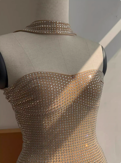 Elegant Hot Diamond Tube Top Slim Fit Hip 17th Birthday Short Skirt Homecoming Dress P3824