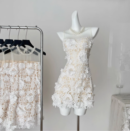 Beautiful Round Neck Mesh Splicing Sleeveless Lace Waist Birthday Skirt Homecoming Dress P3827