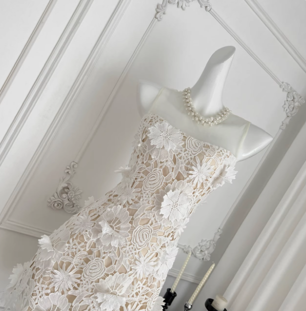 Beautiful Round Neck Mesh Splicing Sleeveless Lace Waist Birthday Skirt Homecoming Dress P3827