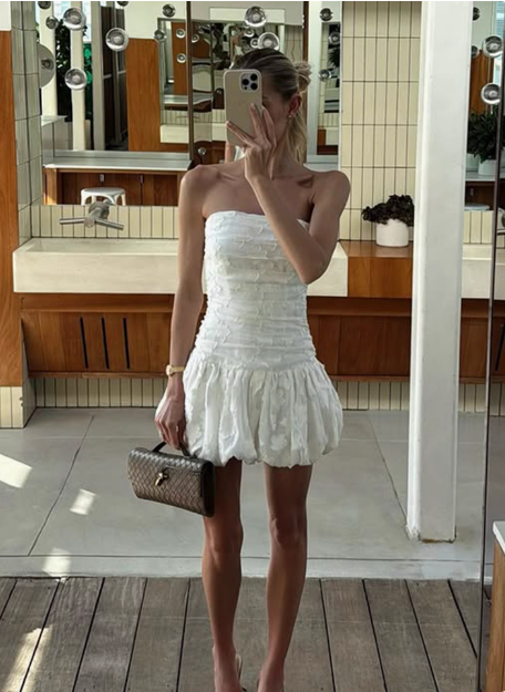 Elegant Jacquard Textured Pleated Bud Birthday Short Skirt Homecoming Dress P3854