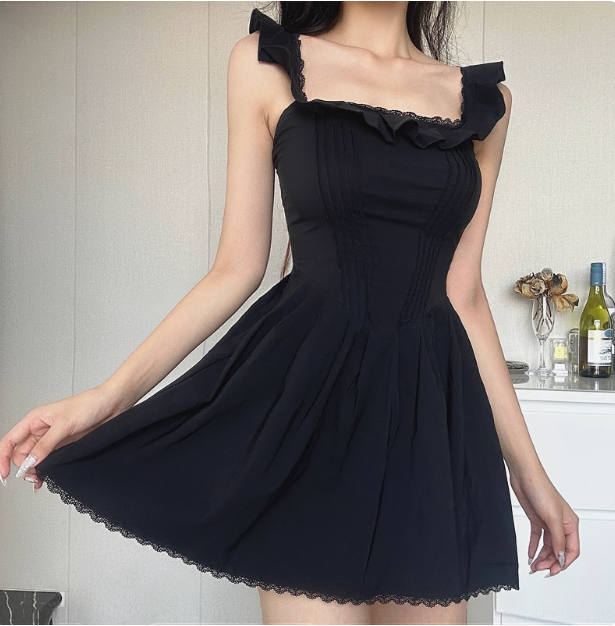 Sweet Square Neck Pleated Lace Waist 17th Birthday Homecoming Dress P3855