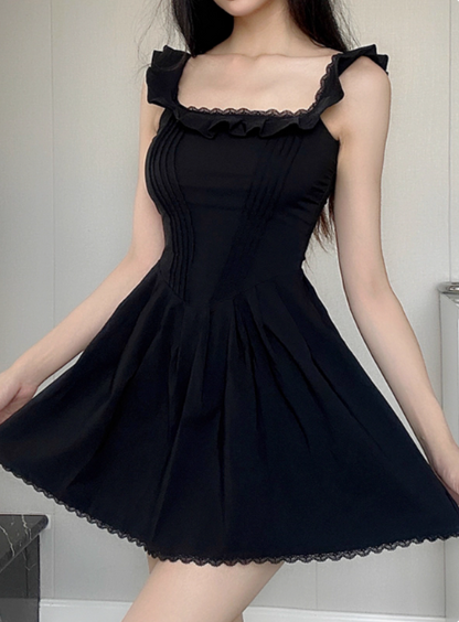 Sweet Square Neck Pleated Lace Waist 17th Birthday Homecoming Dress P3855