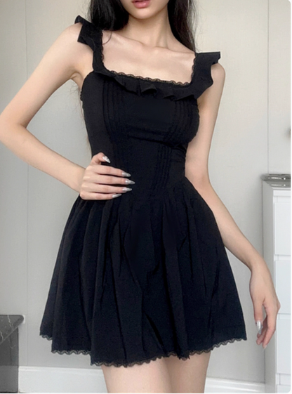 Sweet Square Neck Pleated Lace Waist 17th Birthday Homecoming Dress P3855