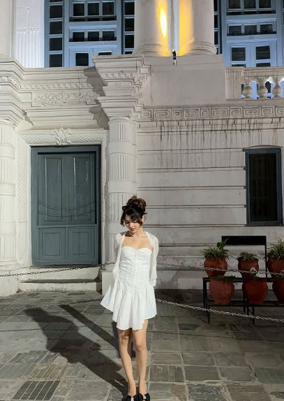 Cute Tube Top Herringbone White Irregular Birthday Dress Homecoming Dress P3860