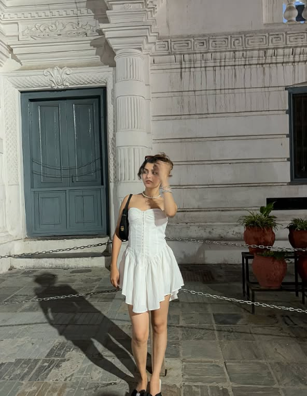 Cute Tube Top Herringbone White Irregular Birthday Dress Homecoming Dress P3860