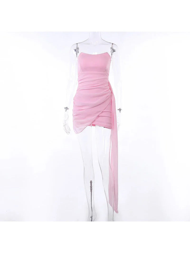 17th Birthday Pink Strapless Chiffon Slim Fit Hip Homecoming Dress P3863