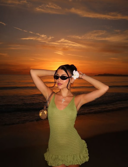 Sexy V-neck Halter Green Mini Birthday Dress Homecoming Dress P3869