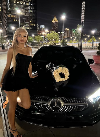 Irregular Black Tube Top Hip 17th Birthday Short Skirt Homecoming Dress P3871