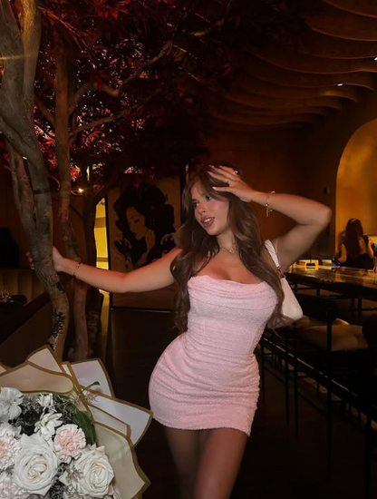 Sweet Pleated Tube Top Hip 21st Birthday Homecoming Dress P3880