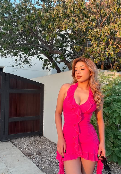 Sexy Hot Pink Halter Neck Chiffon 17th Birthday Homecoming Dress P3881