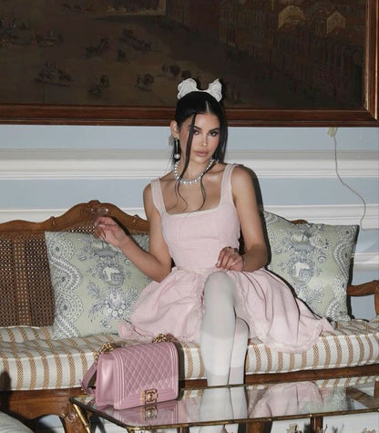 Sweet Pink Square Neck A-Line Birthday Short Skirt Homecoming Dress P3884