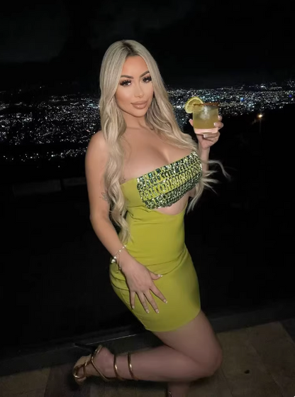 Sexy Rhinestone Chest-wrapped Hollow Hip 21st Birthday Homecoming Dress P3892