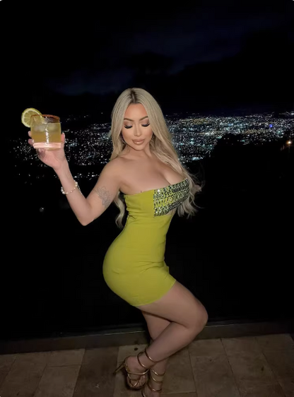 Sexy Rhinestone Chest-wrapped Hollow Hip 21st Birthday Homecoming Dress P3892