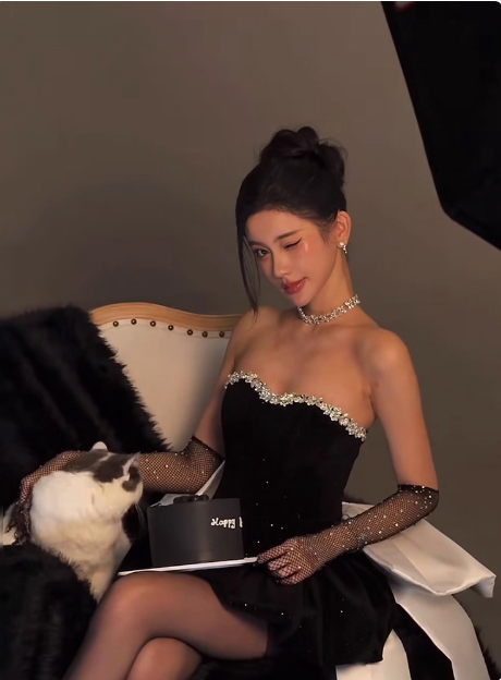 Sweet Tube Top Black Velvet Bow 19th Birthday Homecoming Dress P3908