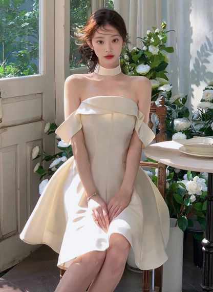 Elegant And Simple Satin One Shoulder A-line Birthday Dress Homecoming Dress P3909