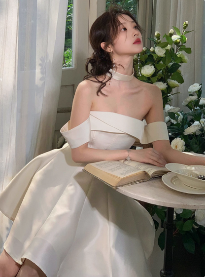 Elegant And Simple Satin One Shoulder A-line Birthday Dress Homecoming Dress P3909