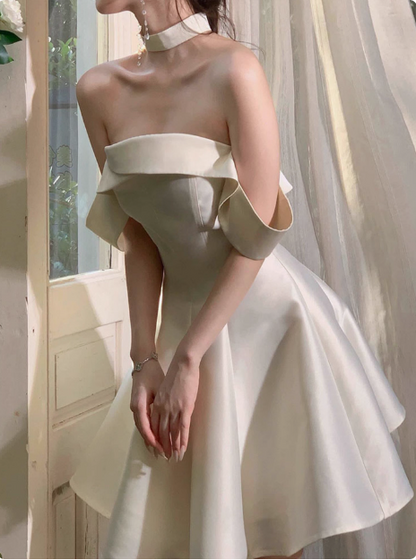 Elegant And Simple Satin One Shoulder A-line Birthday Dress Homecoming Dress P3909