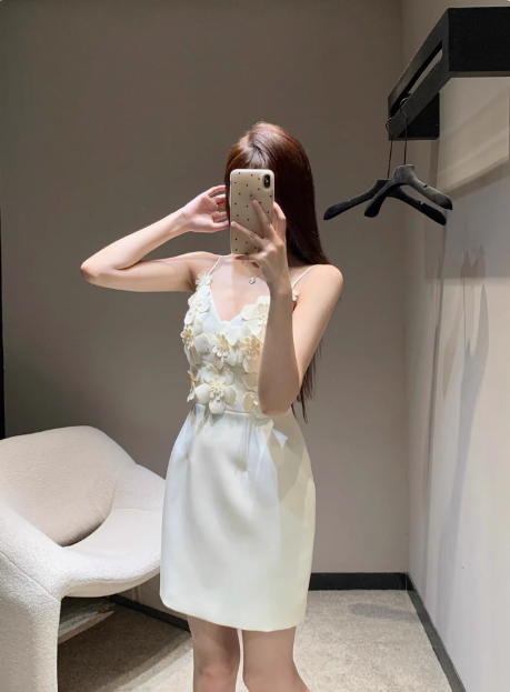 Unique Beautiful Three-dimensional Flower Sling Satin Birthday Dress Homecoming Dress P3910