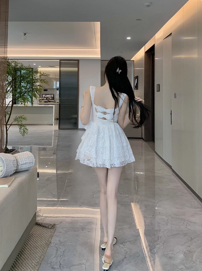 Sweet White Lace Strapless A-Line 17th Birthday Homecoming Dress P3914