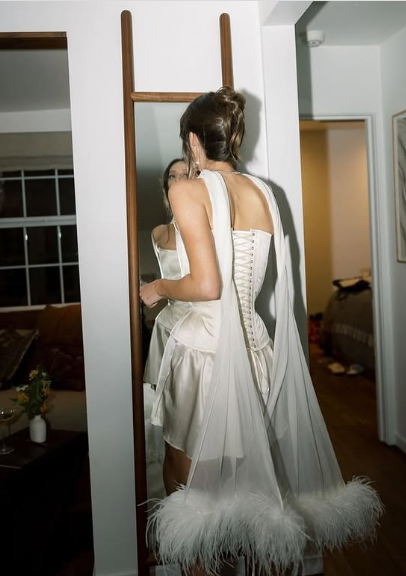 Elegant Strapless Satin Herringbone Back Tie Mini Birthday Skirt Homecoming Dress P3922