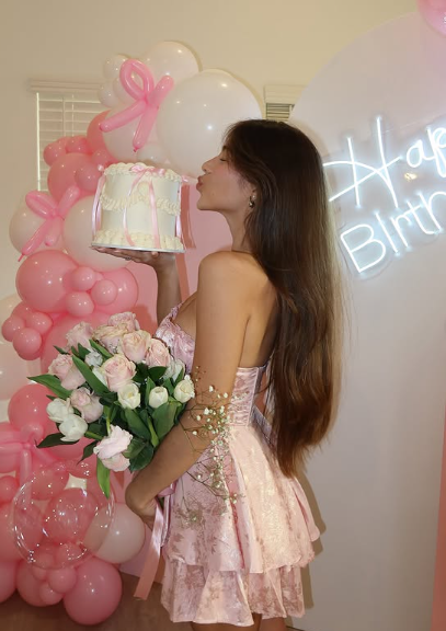 Sweet Satin Tube Top Herringbone Pink Dark Pattern A-line 17th Birthday Homecoming Dress P3925