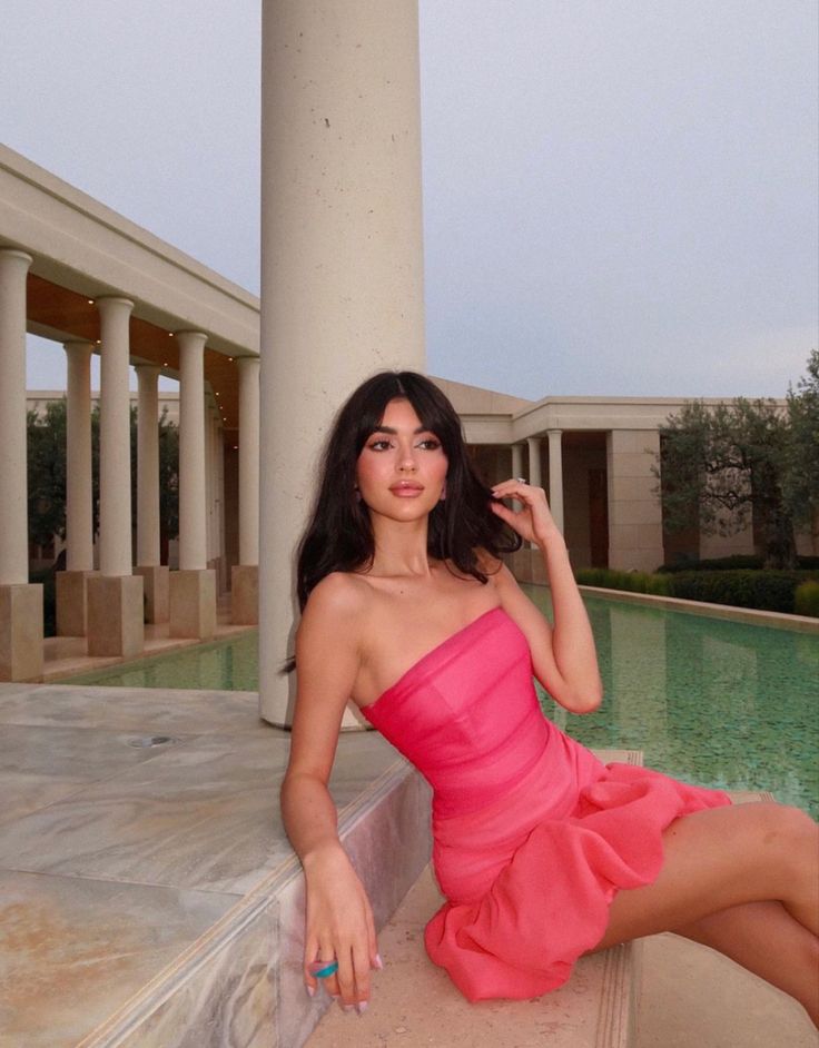 Sweet Pink Tube Top Flower Bud 17th Birthday Homecoming Dress P3949