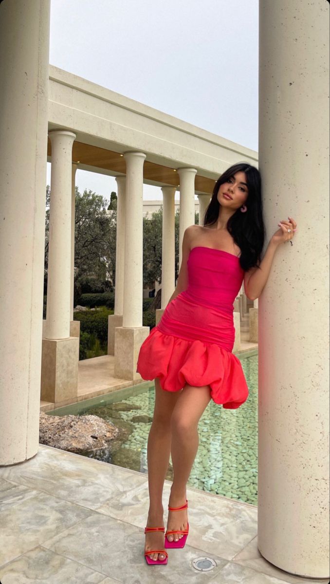 Sweet Pink Tube Top Flower Bud 17th Birthday Homecoming Dress P3949