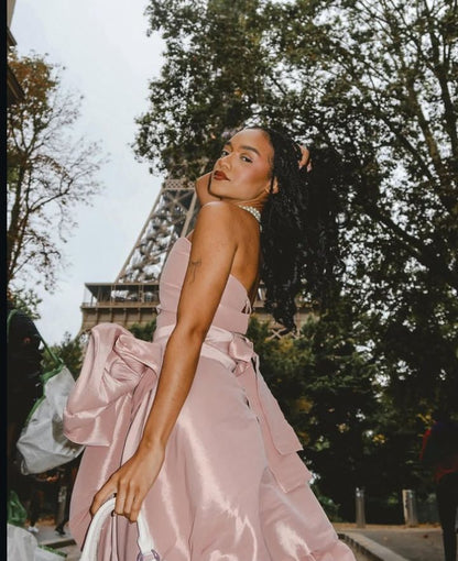 Design Pink Tube Top Bow Irregular 17th Birthday Homecoming Dress P3952