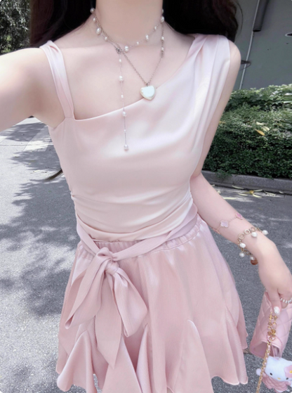 Cute Satin Off-shoulder Bow Birthday Dress Homecoming Dress P3973