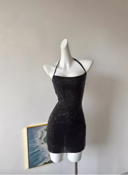 Sexy Halter Neck Super Sparkling Rhinestone Hip-wrapped Birthday Short Skirt Homecoming Dress P3977