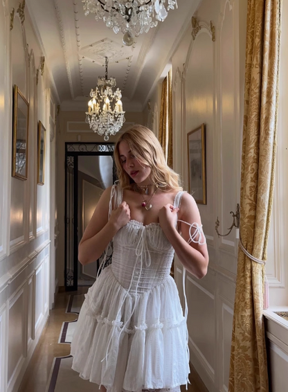 Sweet Lace White Waist Puffy Birthday Skirt Homecoming Dress P3981