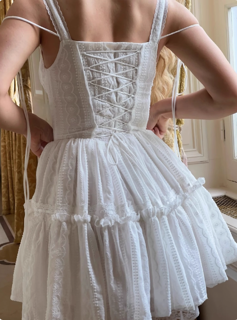 Sweet Lace White Waist Puffy Birthday Skirt Homecoming Dress P3981