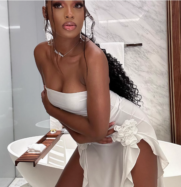 Sexy Tube Top One Shoulder Irregular Slit Wood Ear Edge Birthday Dress Homecoming Dress P3984