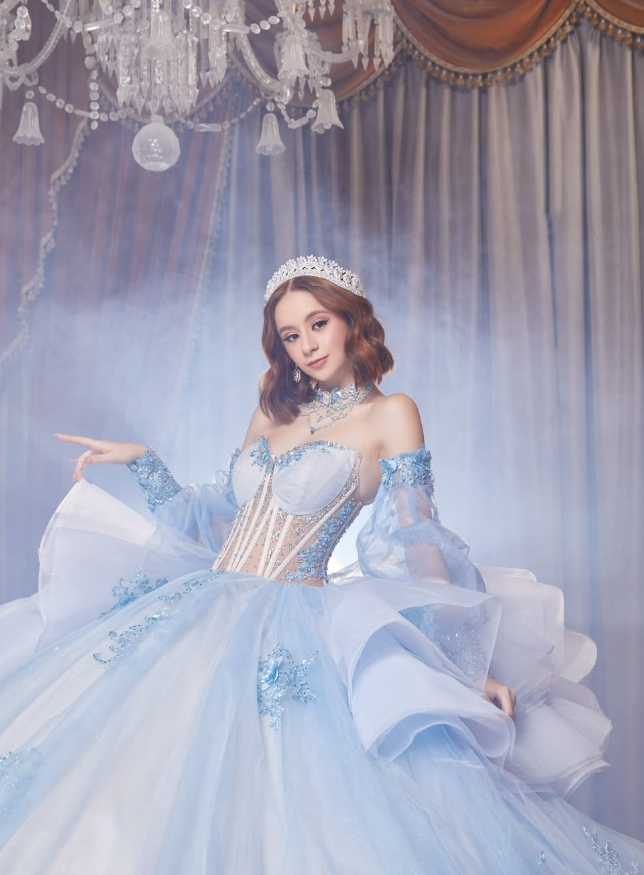 Baby Blue Sweetheart Neck Appliques Beaded Tulle Prom Dress Quinceanera Dress Ball Gown SH2352