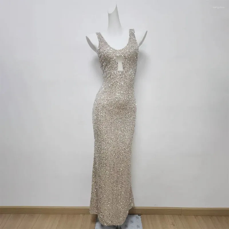 Sexy Mermaid Silver Sequin Evening Party Dress Birthday Outfits P643