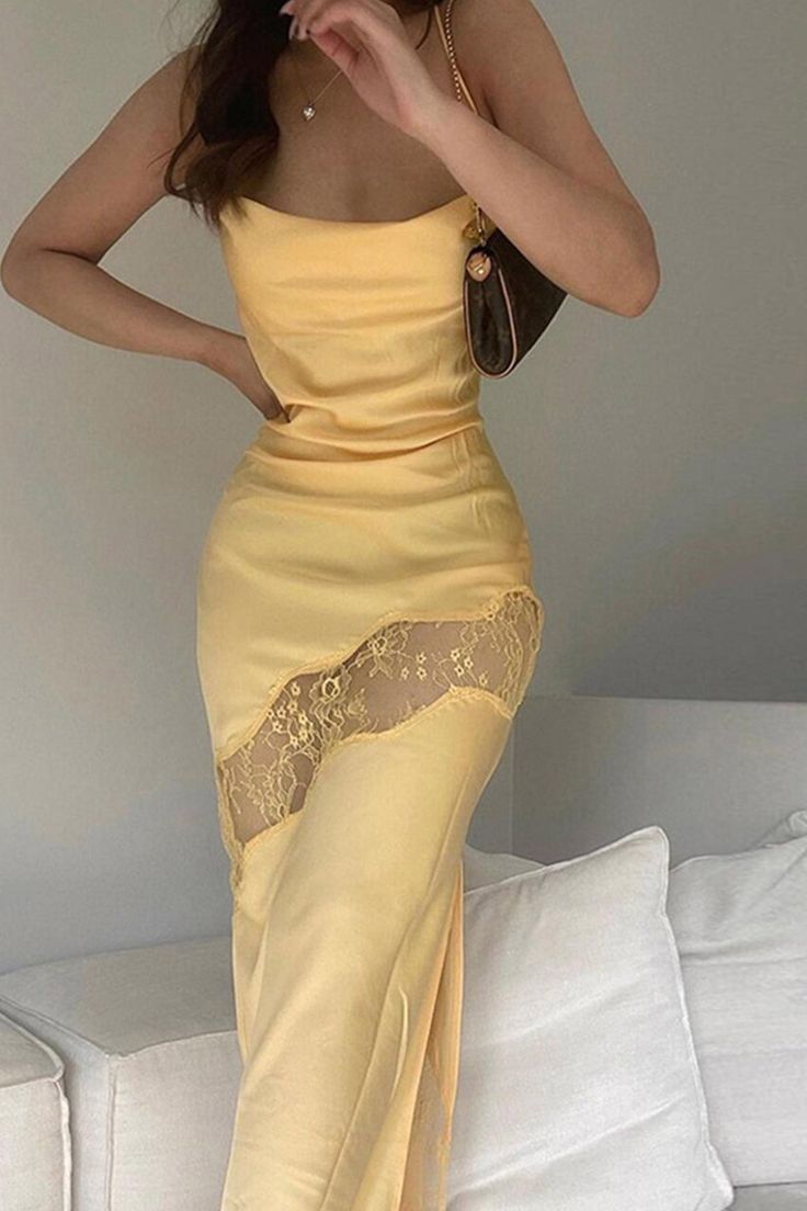 Elegant Mermaid Straps Lace Hollow Out Maxi Dress 22th Birthday Outfits P666