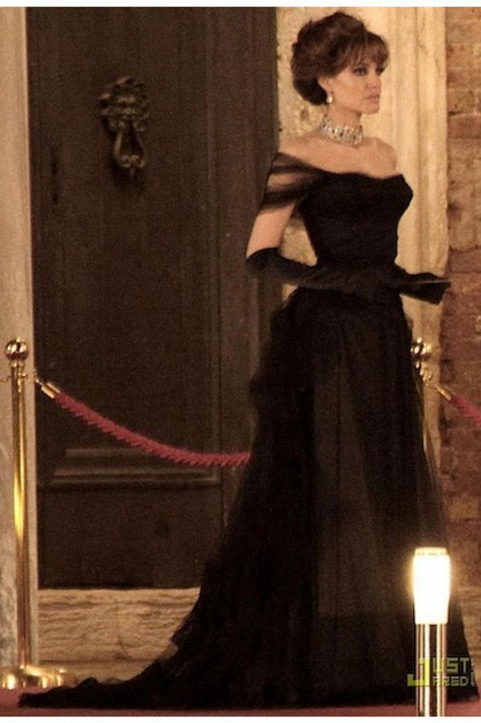 Vintage Ball Gown Black Birthday Party Dresses Off The Shoulder Prom Dresses P700