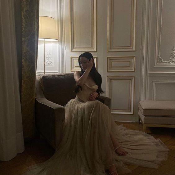 Sexy A Line Straps Champagne Tulle Prom Dress 22th Birthday Outfits P754