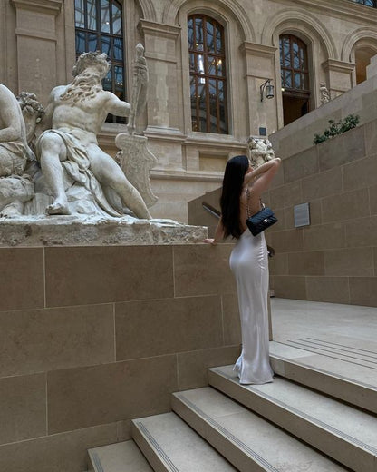 Sexy Mermaid Straps White Backless Prom Dress 22th Birthday Outfits P755