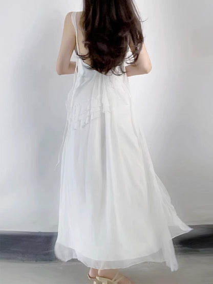 Sexy A line Long Prom Dress Slit White Evening Dress P933