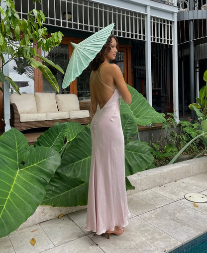 Fitted Backless Prom Dress Long Evening Gown Woman Elegant