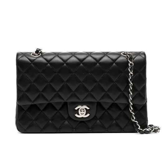 CHANEL CLASSIC HANDBAG Lambskin & Silver Metal