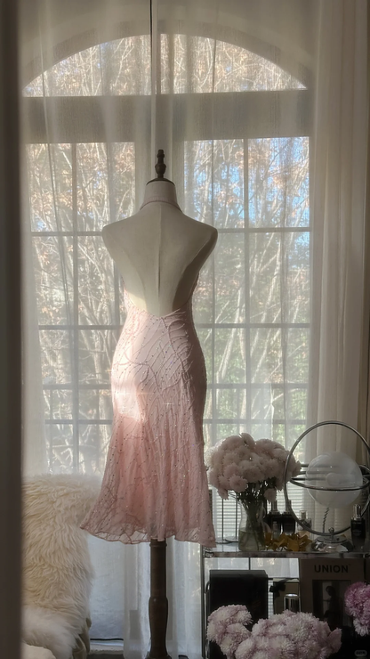 Glitter Pink Halter Sequin Sheath Birthday Outfits Short Mermaid Evening Dress S728